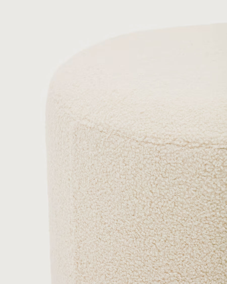 Reposapiés desenfundable Kaeli de borreguito crudo Ø 60 cm Reposapiés desenfundable Kaeli de borreguito crudo Ø 60 cm