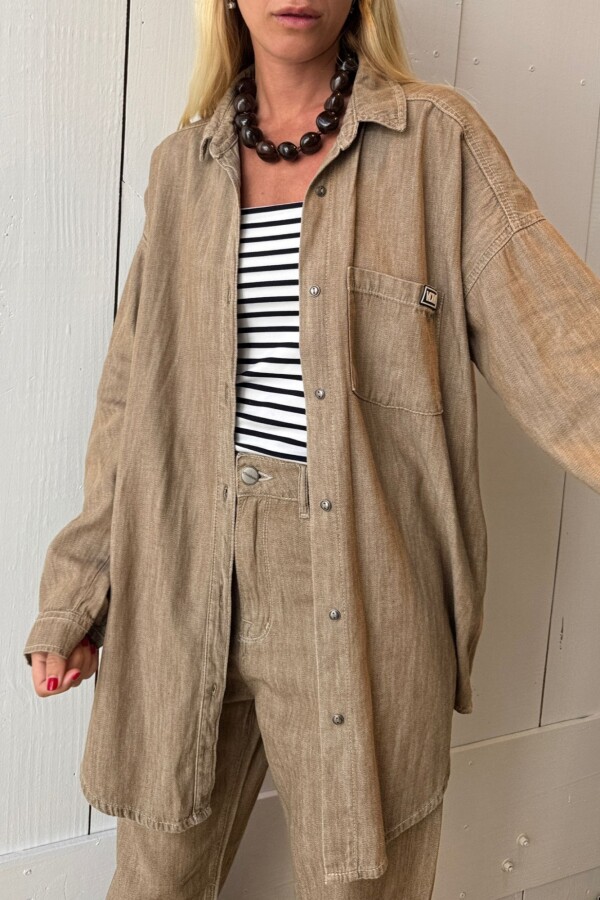 Camisa Oversize lino brown Camisa Oversize lino brown