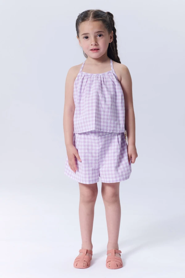 Short cuadro vichy Lila