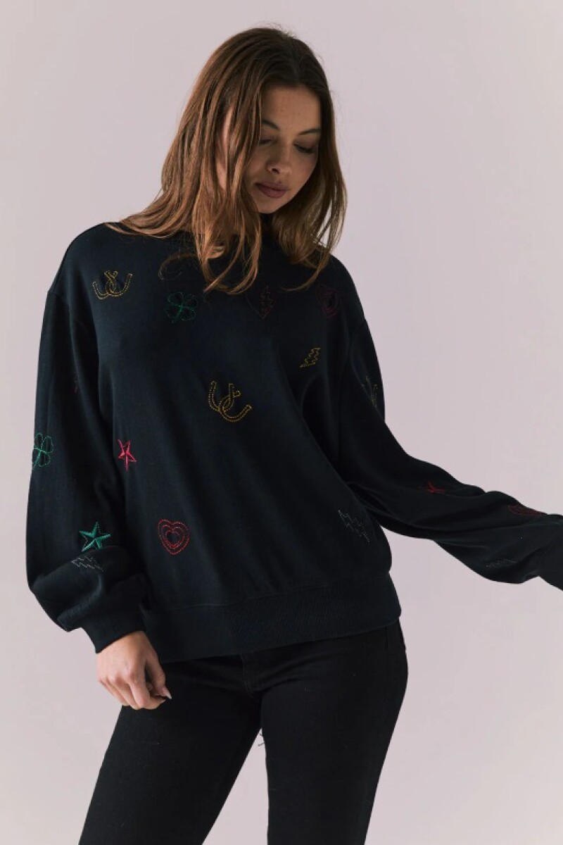 COTTON FLEECE CASBAH PULLOVER Negro