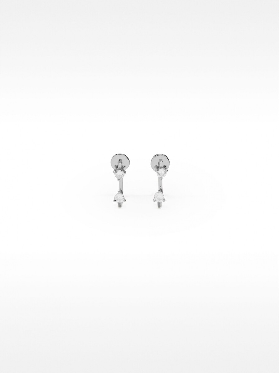 Pendientes Ear Jacket Con Circonitas - Plata De Ley 925 - plateado 