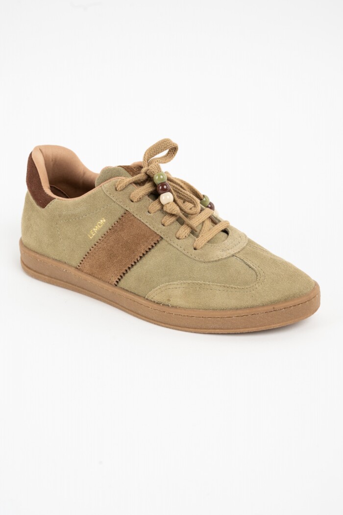 Zapatilla Gamuza Combinada Pistacho