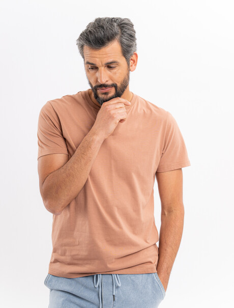 T-shirt m/c botones tostado
