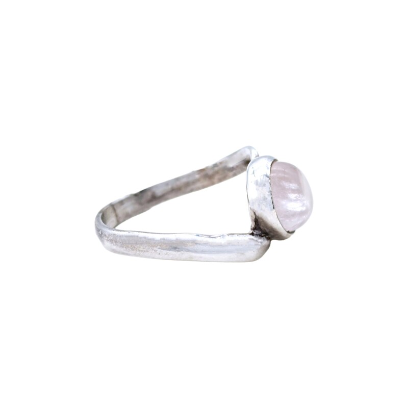 Anillo Solitario-Plata 925-Piedra Cuarzo rosa-AN4317 conpiedra