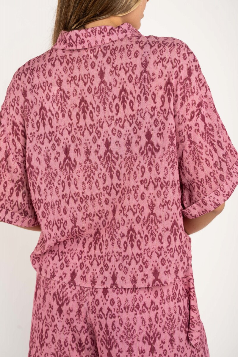 Camisa Estampada Lurex Rosa