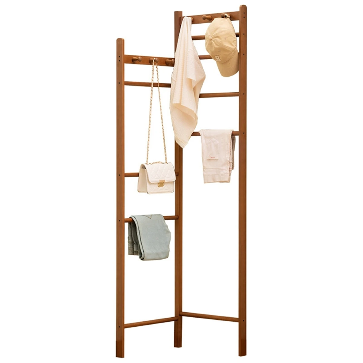 Perchero Esquinero de Madera Bambú 45X170 cm Caoba 1009-2 - CAOBA 