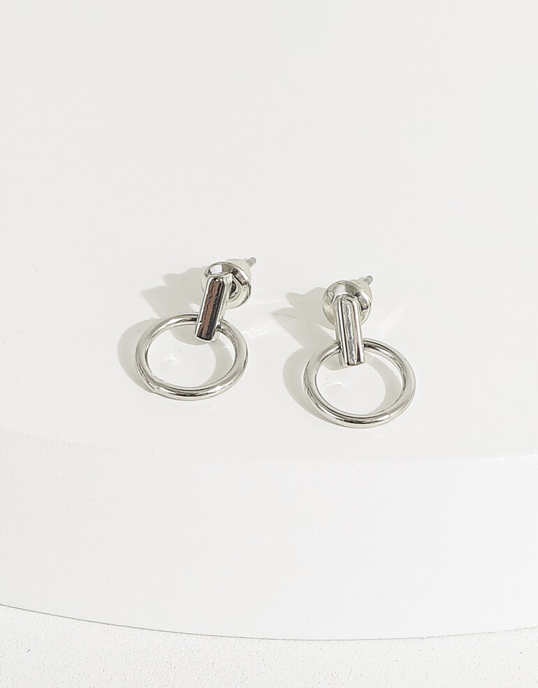 Aros Pasantes Re Isa Aros Con Anillo En Metal Reciclado - Plateado Rodio