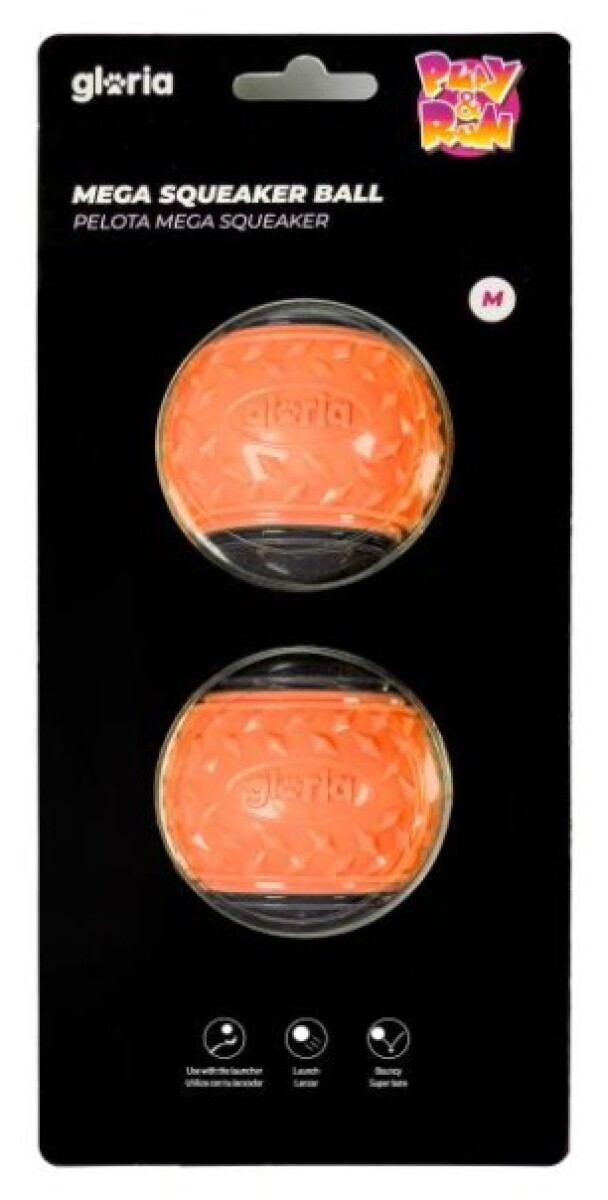 PELOTA MEGA SQUEAKER PLAY AND RUN NARANJA/GRIS M X2 