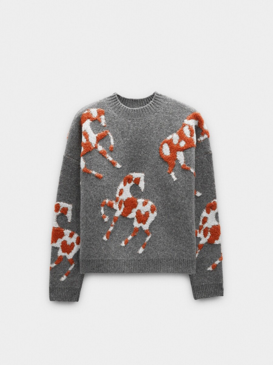 Jersey De Punto Jacquard gris