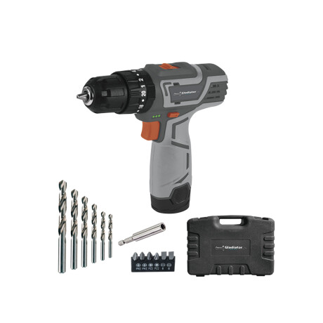Taladro Gladiator Atornillador 10MM Rec. 12V Con Bateria y Cargador en Kit