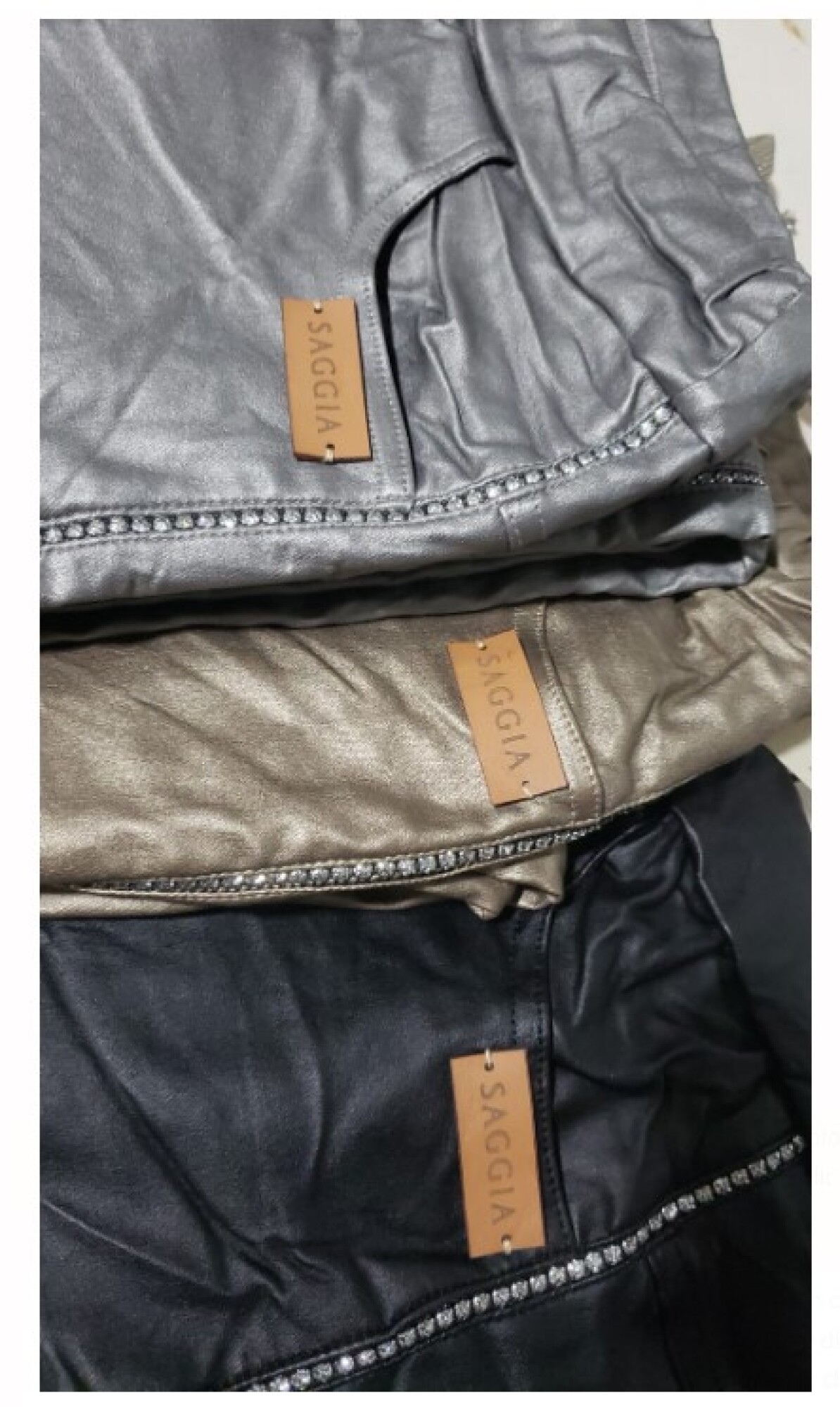 Pantalón eco cuero Plata — Saggia