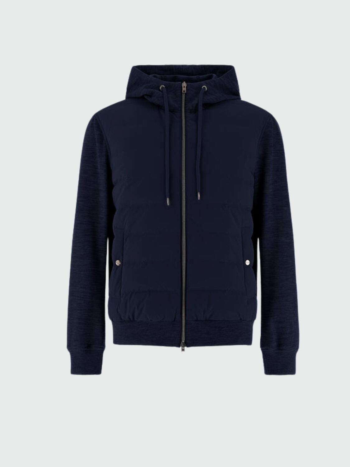 Herno - Cardigan de lana y algodón relleno de plumas de ganso Azul