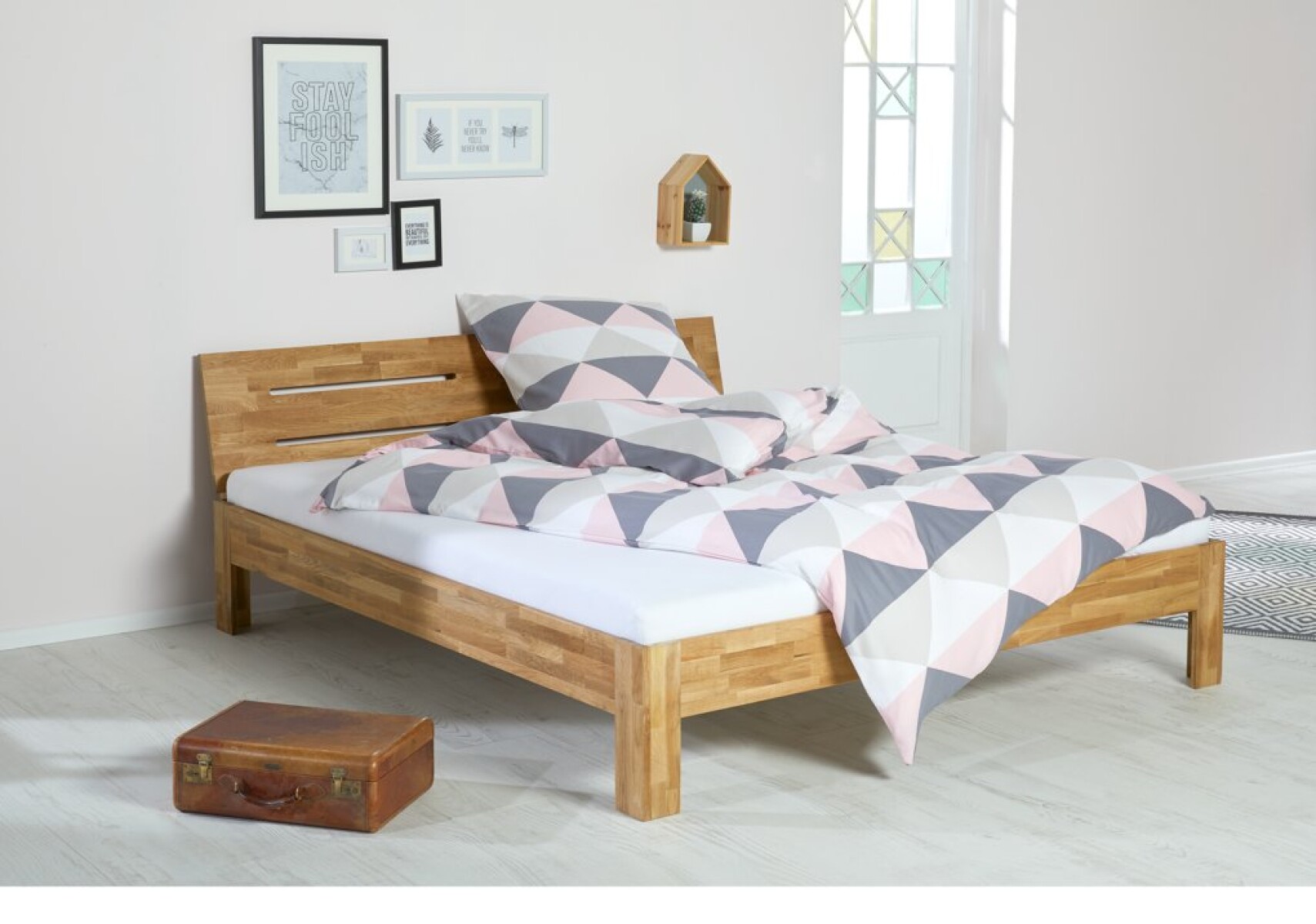 Estructura cama OLSKER 140x190 roble claro 