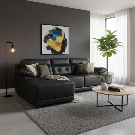 Sofa Albany 3 cuerpos Negro - Chaise Derecho