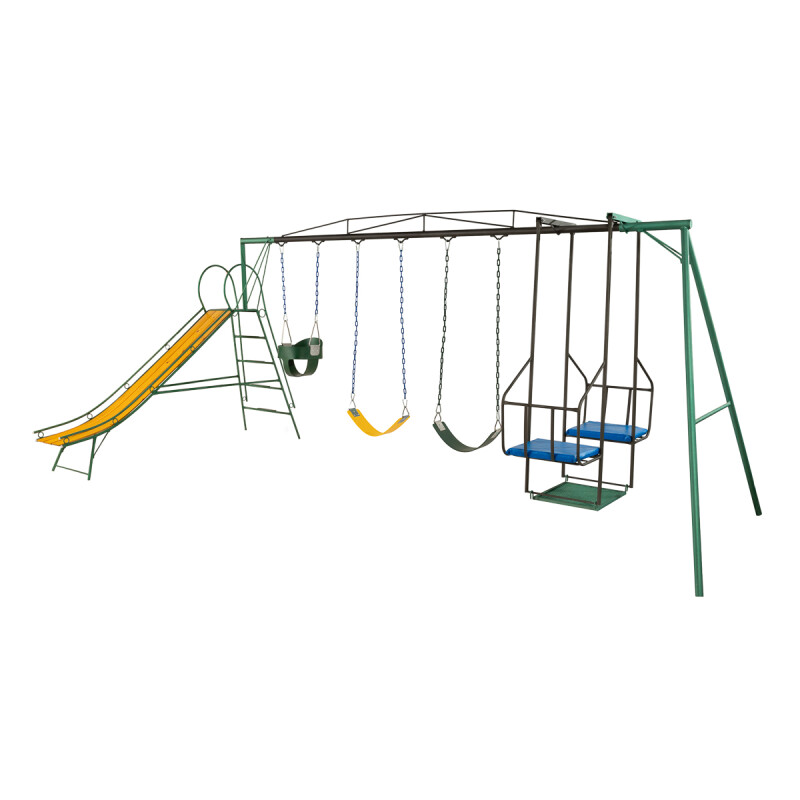 Juego Combinado Infantil con tobogán N°3. Silla doble, 2 hamacas de cincha y 1 hamaca de bebé. Juego Combinado Infantil con tobogán N°3. Silla doble, 2 hamacas de cincha y 1 hamaca de bebé.