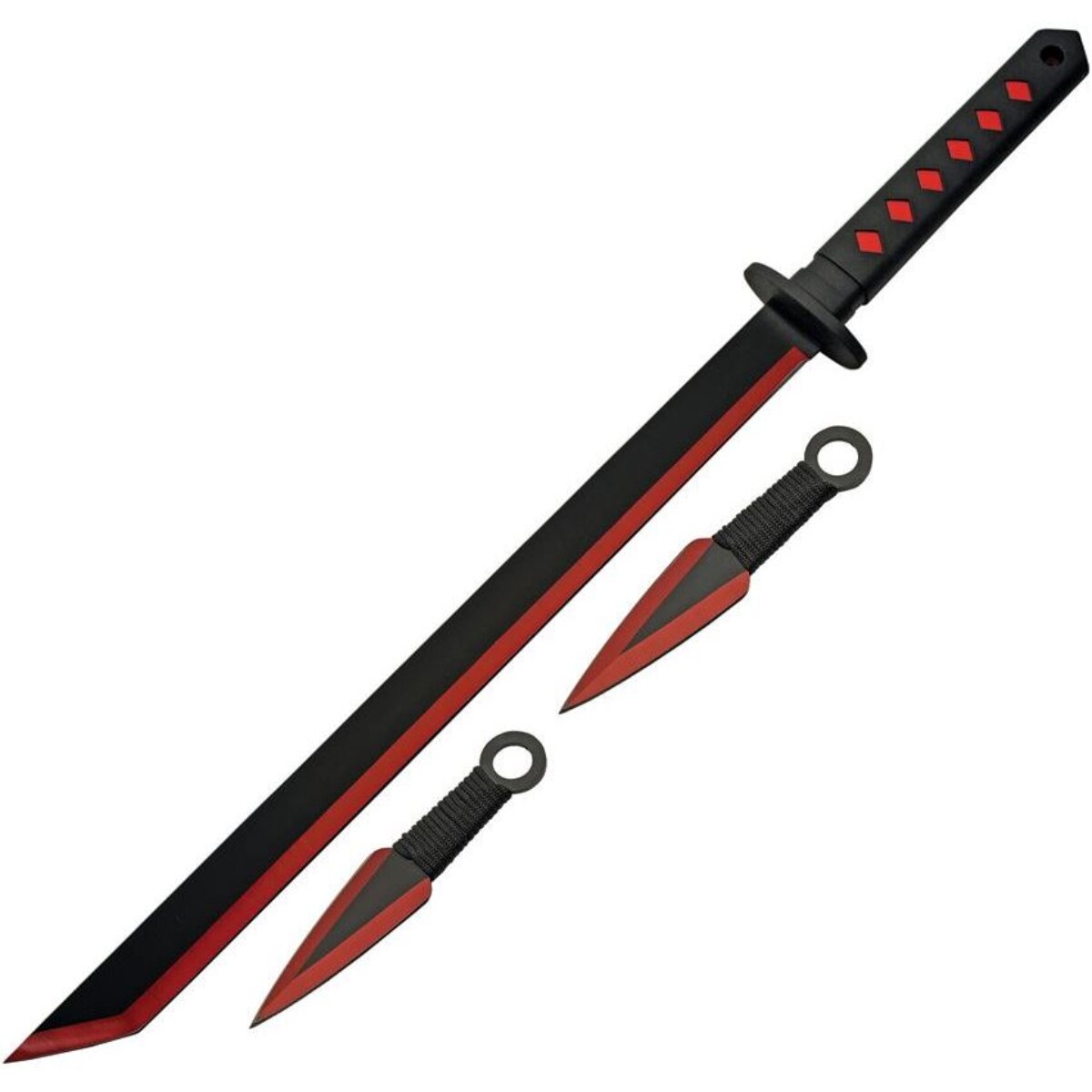 Juego de espada y cuchillos lanzadores Ninja - Rojo 