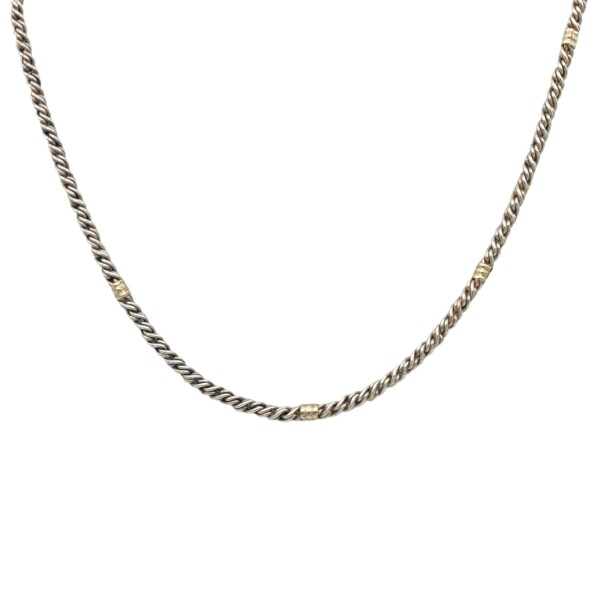 Cadena Espiga torneada - Plata y Oro - Sin piedra - CD5057 sinpiedra
