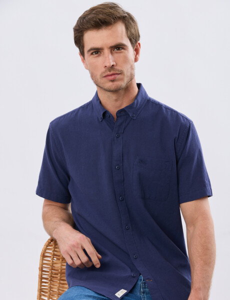 CAMISA LISA DE LINO Azul