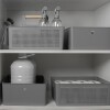 Cesto Organizador con manija de madera Gris