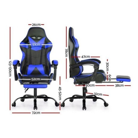 Silla Gamer Lumax Modelo ROM con Apoyapies Negro/Azul
