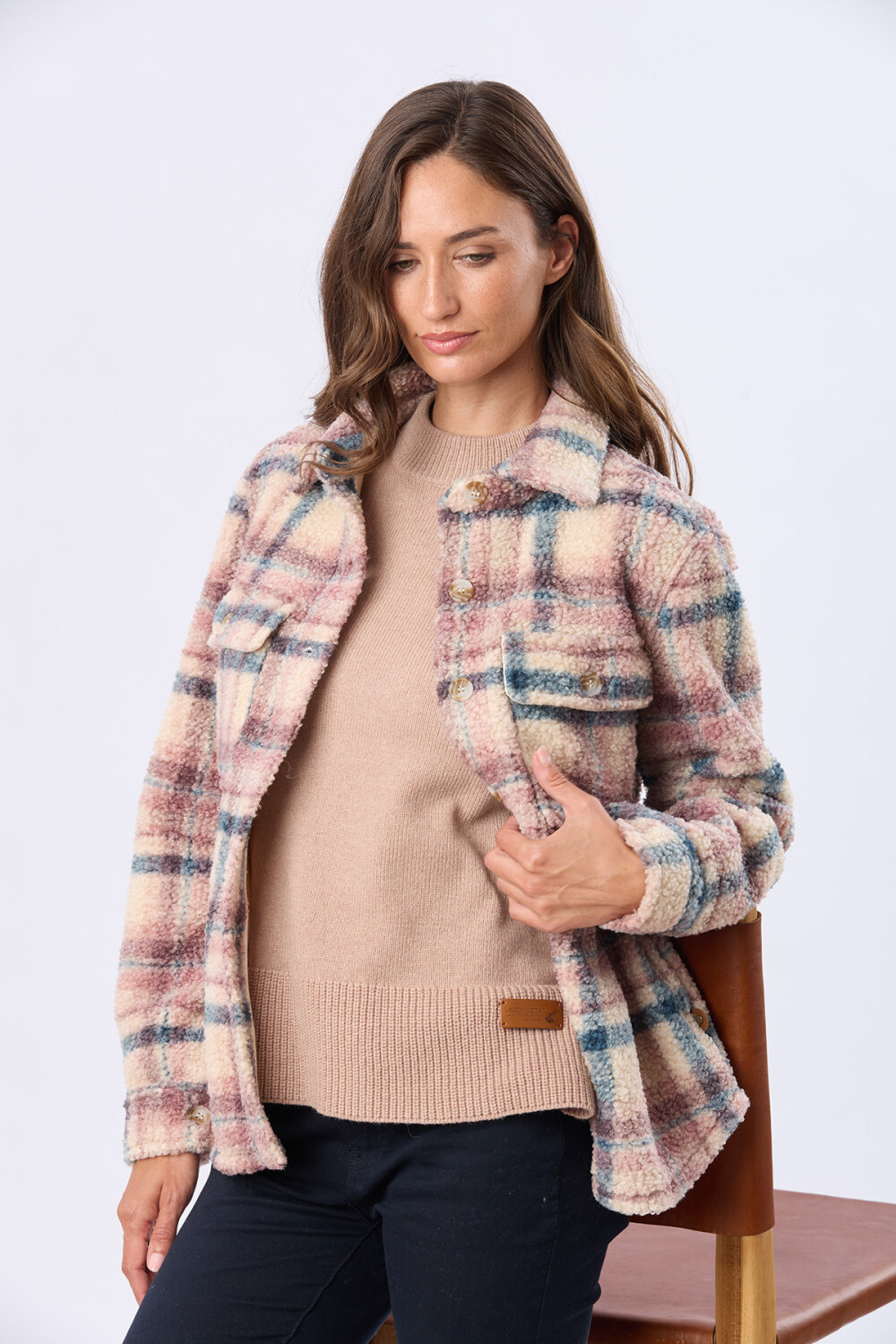 CAMPERA CAMISA DE SHERPA Rosado