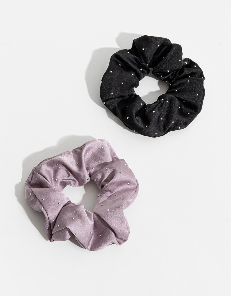 Skunzies Let´s go out Set De Scrunchies Con Tachas - Combinacion Tricolor
