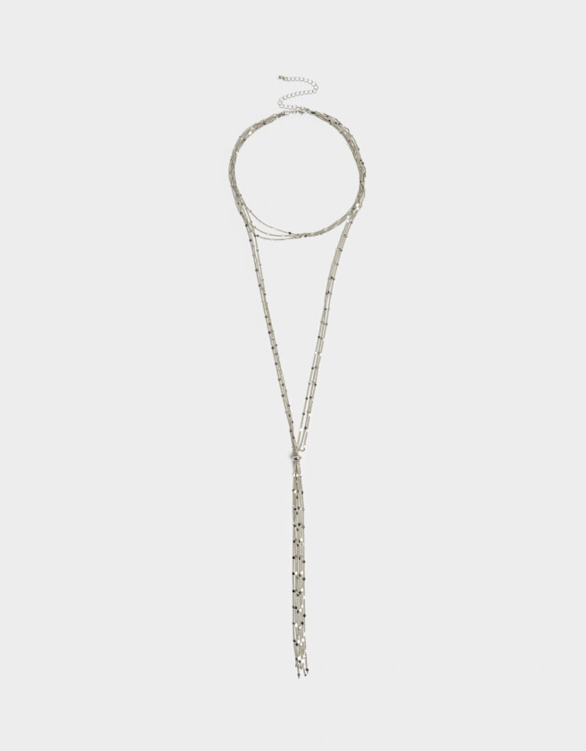 Collares Largos Metal Collar Largo Multi Cadena - Plateado