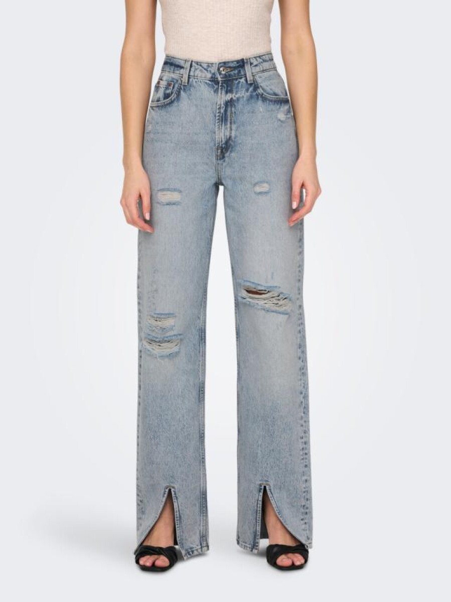 Jeans Astrd Abertura En Piernas - Light Blue Denim 