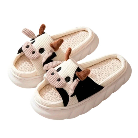 Pantufla Vaca Sandalia Suela Alta Suaves Cómodas Negro
