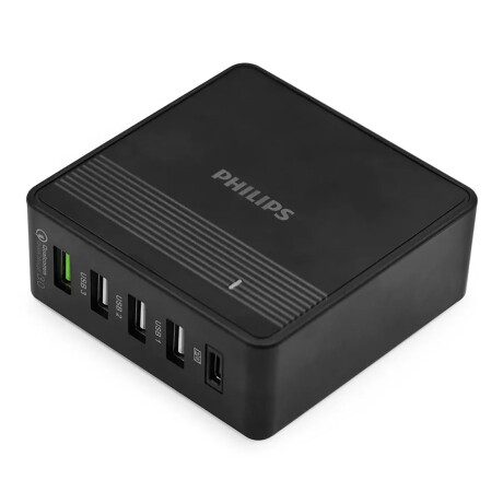 Philips - Cargador de Pared - DLP6319C/97. 5 Puertos. Potencia 60W. Color Negro. 001