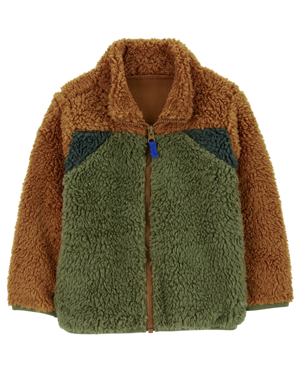 Campera de sherpa, diseño colorblock 