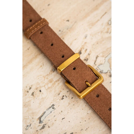 Cinto Cuero Hebilla Cuadrada Marron