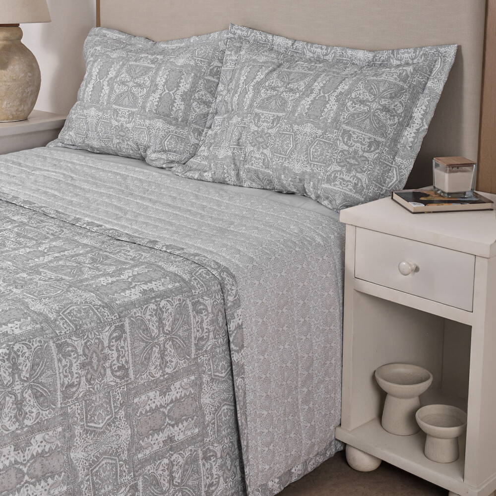 Cubrecama Bea Corbatero Gris Twin