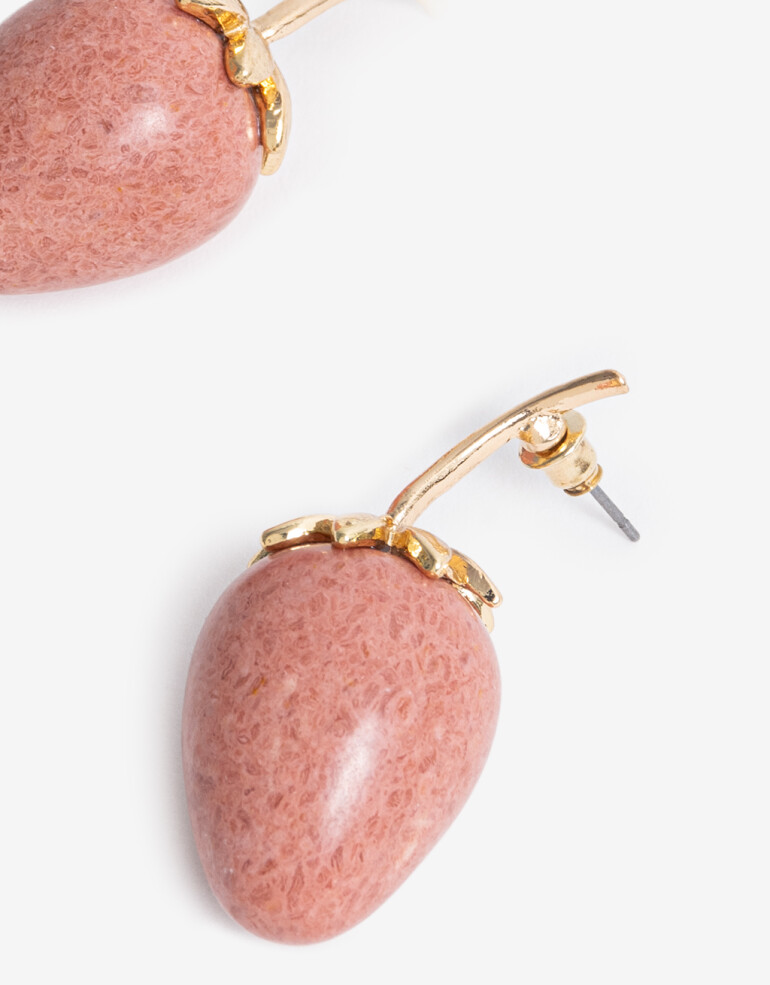 Aros Colgantes Cortos Piedra Aros Colgantes Cortos Frutillas - Dorado