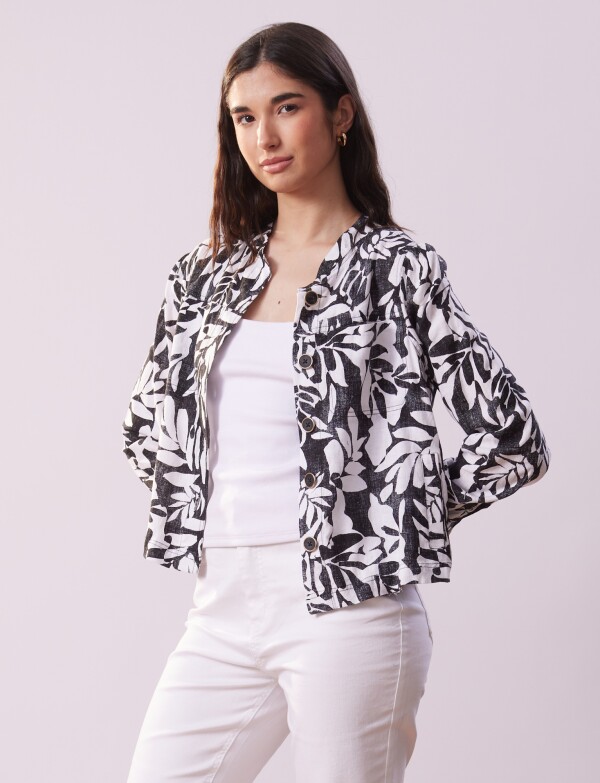 Chaqueta Lino Print NEGRO/BLANCO
