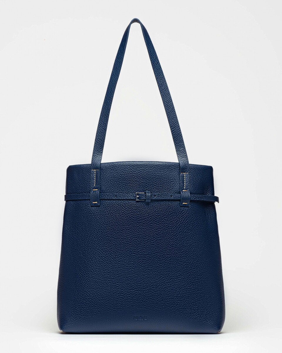 Shopper Bay en cuero graneado - Marine Blue 