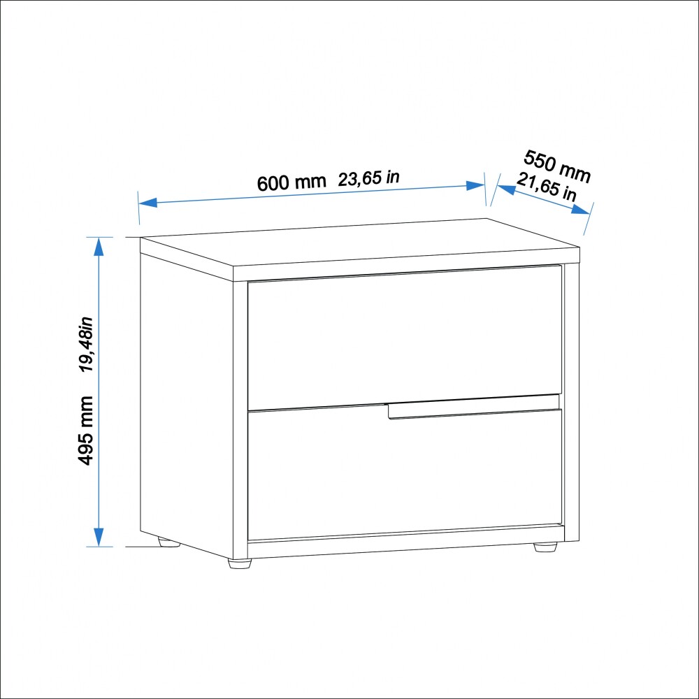 Mesa de Luz 2 cajones - Moderna Beige Frizz