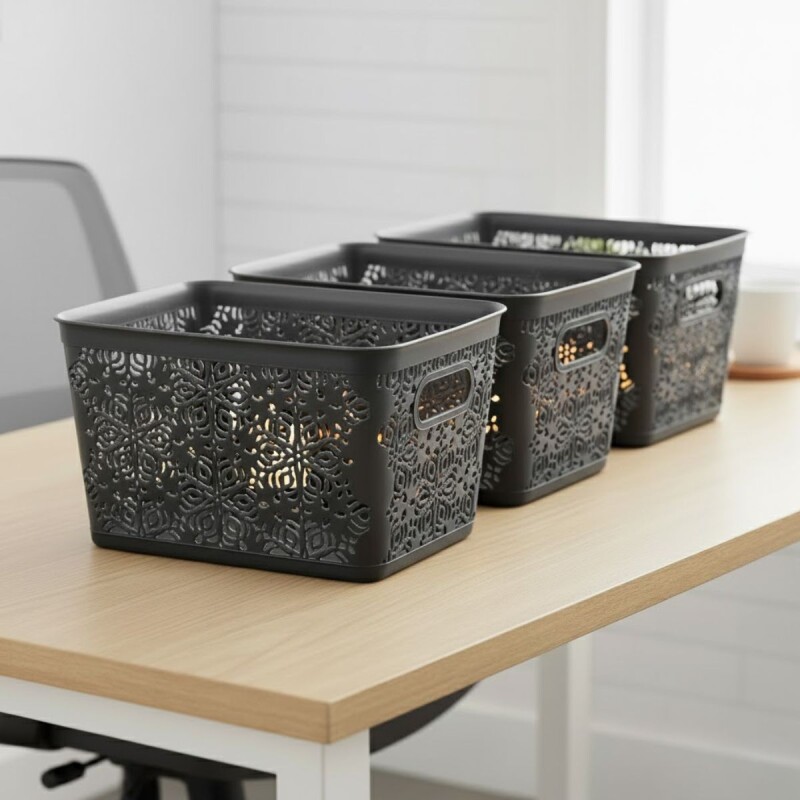 Set x3 Cesto organizador calado 7 lts GRIS