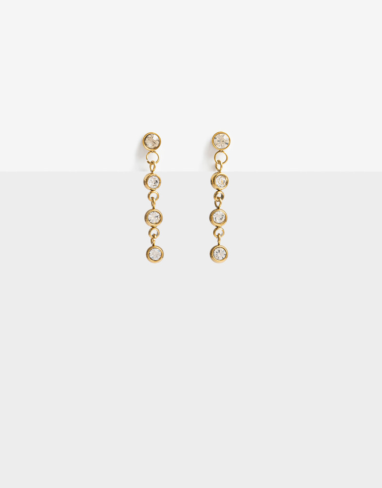 Aros Colgantes Cortos Strass Aros Cortos De Acero Exclusive Edition - Dorado