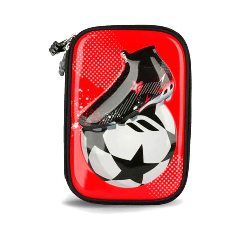 Cartuchera Rígida Doble Cierre Pelota Fútbol Rojo