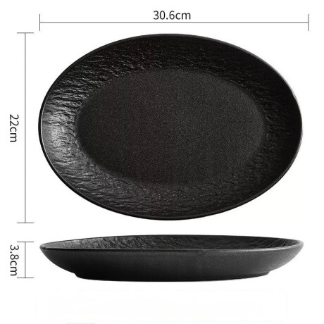 Fuente Cerámica Negra - Línea Black Stone – 30.6x22x3.8 cm Fuente Cerámica Negra - Línea Black Stone – 30.6x22x3.8 cm