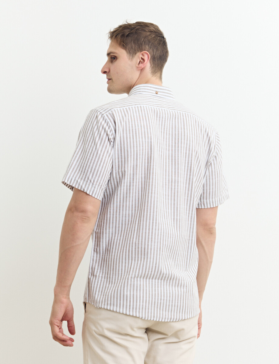 012635 CAMISA HARRINGTON LABEL Blanco/tostado