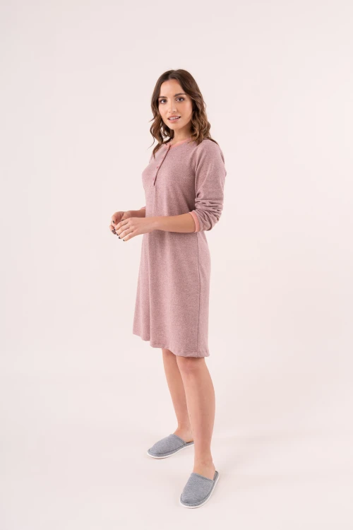 Camisón en Lanilla con Botones Beige