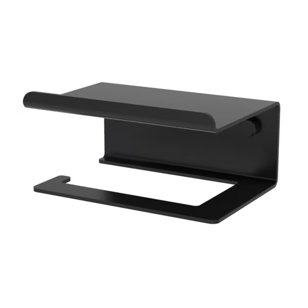 PORTARROLLOS CON ESTANTE NEGRO MATE Portarrollos Con Estante Negro Mate