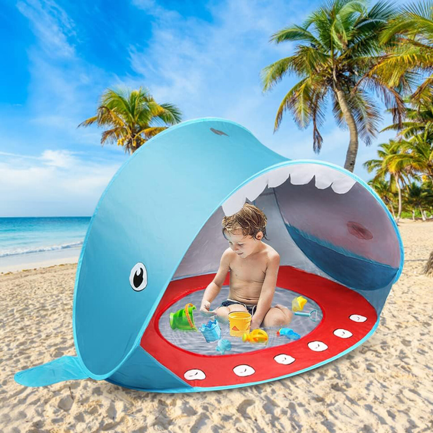 Carpa Playa Bebé Sombra Con Piscina Protección Uv - Azul — El Rey del  entretenimiento