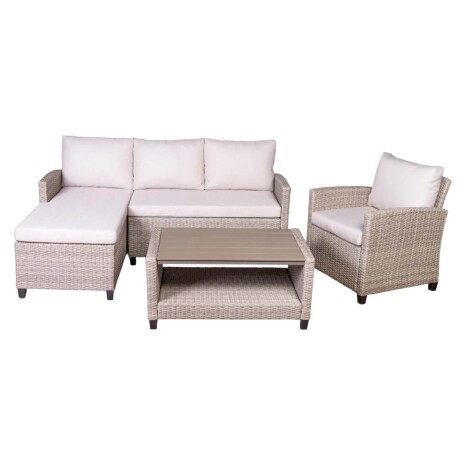 SET DE LIVING EXTERIOR RATTAN-SINTETICO NATURAL-BEIGE COZUMEL