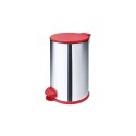 PAPELERA ACERO INOXIDABLE 12LTS TAPA ROJO ROJO