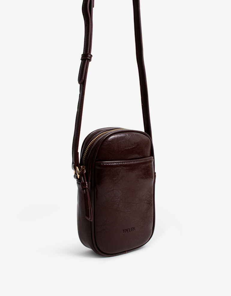 Complemento Marroquinería Porta Celular Con Bolsillo Delantero - Marron Chocolate