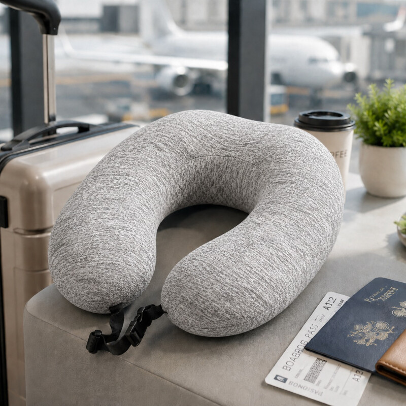 Almohada para Viaje con Memoria Gris Claro