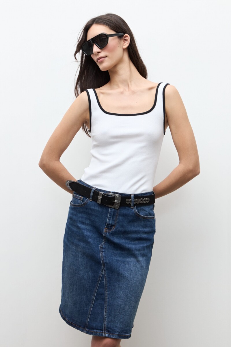 Falda midi de jean jean medio